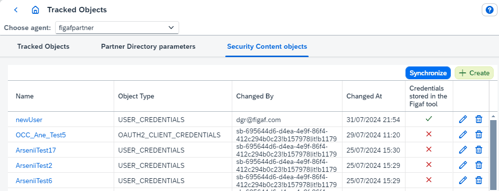 Screenshot: Security management