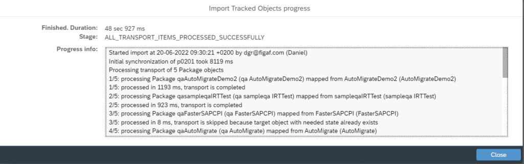 Screenshot: Monitoring Transport