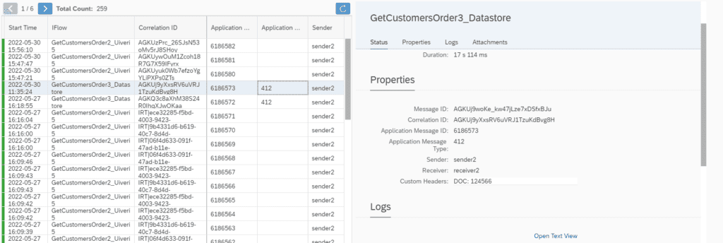 Screenshot: SAP CPI monitoring with Application Type