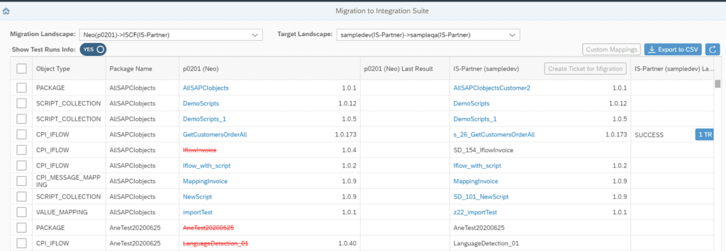 Screenshot: Neo to SAP Integration Suite