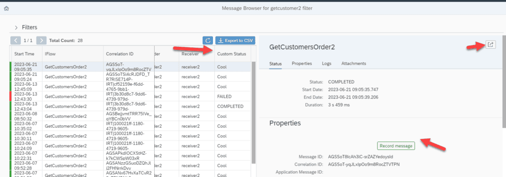 Screenshot: Create test cases from Figaf Message Monitor