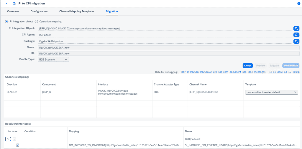 Screenshot: B2B Migration and Test