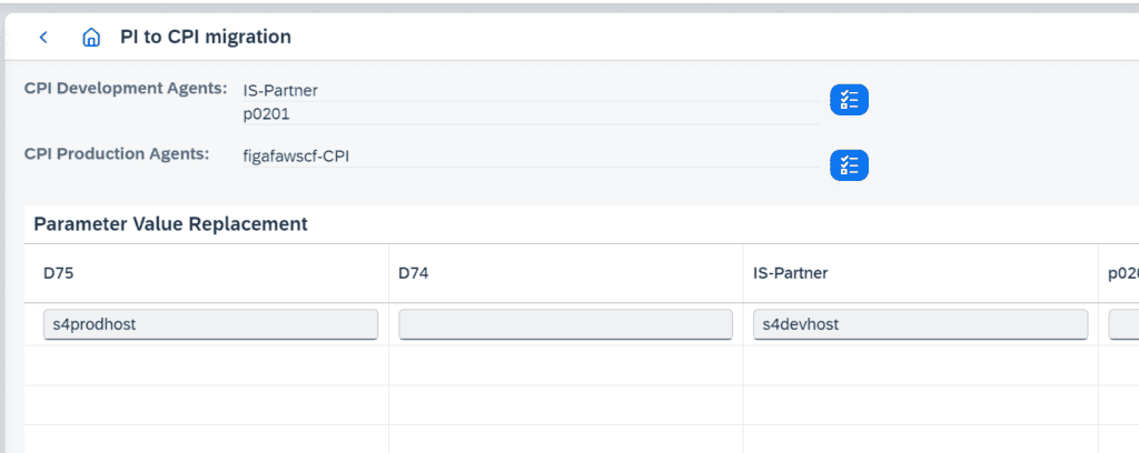 Parameter value replacement in Figaf, setting different host values for the development and production agents
