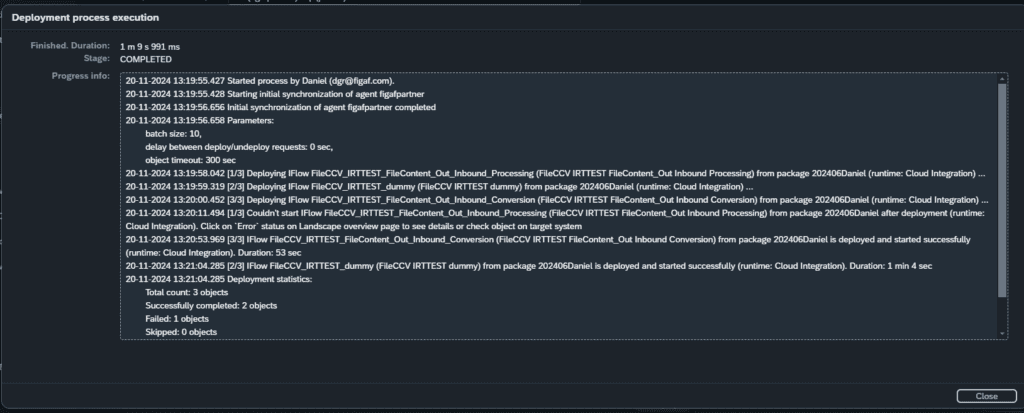 Screenshot: Deployment in batches