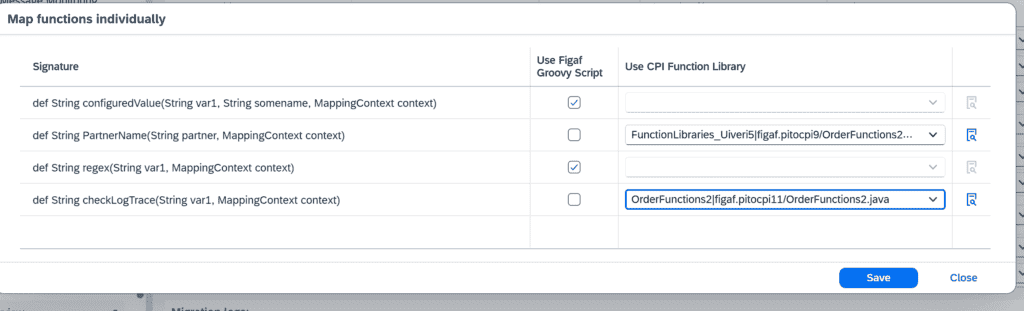 Splitting a function library in Figaf so each UDF migrates either to Groovy or to the SAP function library object