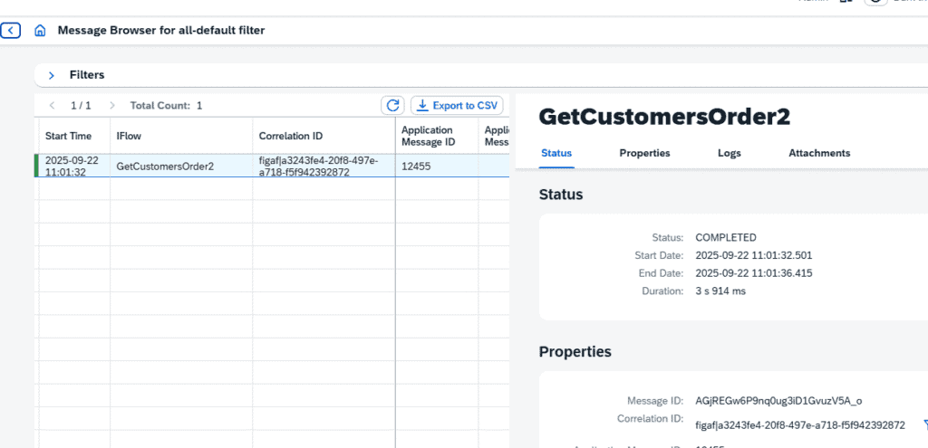 Screenshot: Send message request navigation