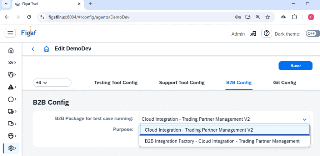 Screenshot of Figaf's B2B configuration interface for SAP CPI migrations.