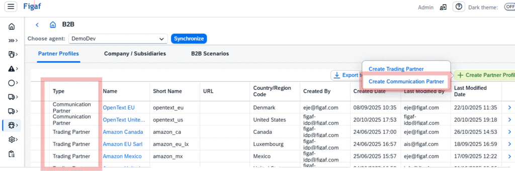 Screenshot: *New B2B feature:* *Partner Profile Overview includes Communication Partners*