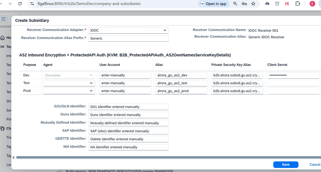 Screenshot: B2B Optimize and simplify the creation of new Trading partners, which rely on communication partner (VANS)