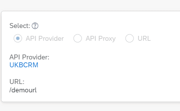 Dev API proxy target endpoint set to API Provider UKBCRM with the relative URL /demourl