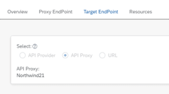 QA API proxy target endpoint set to the API Proxy Northwind21