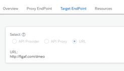 Production API proxy target endpoint set to a plain URL