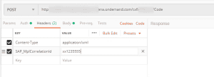 Postman sending a message with the header SAP_MplCorrelationId