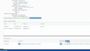 Imported Figaf transport with approval history and a Rollback button for the QA iFlow version