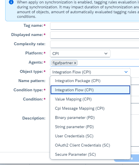 Screenshot: New object types for validation