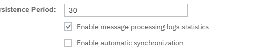 Agent settings with the Enable message processing logs statistics checkbox ticked