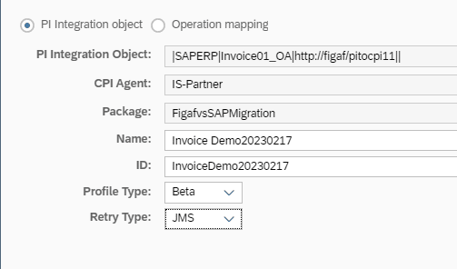 Screenshot: New process for handling iFlows
