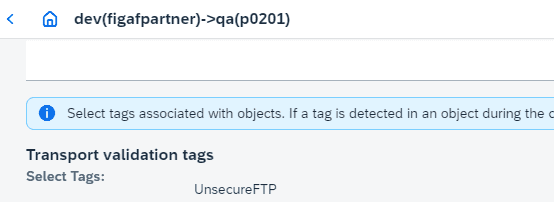 Landscape item settings in Figaf where you select which tags give a warning during transport