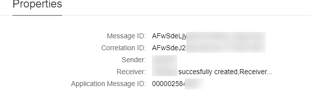 Message properties with the sender and a receiver value that logs what was done with the message
