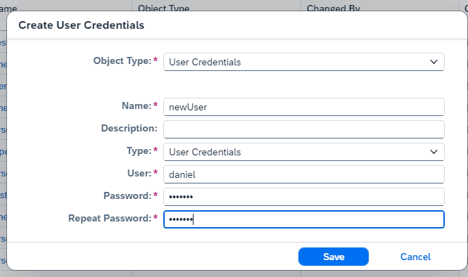 Figaf editor for creating or editing a security artifact on an SAP Cloud Integration tenant