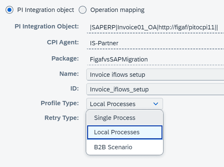 Choosing the profile type for an ICO migration in Figaf: single process, local processes or B2B scenario