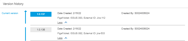 Screenshot of new feature of release: Seeing transport information in version history