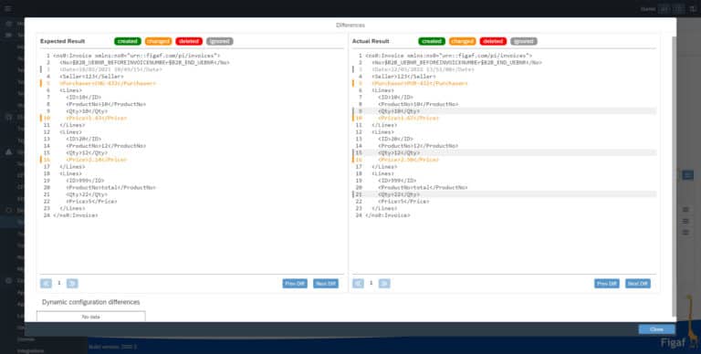 Test comparison between two documents. Easy for the user to find differences