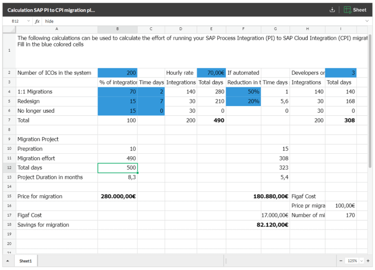 Estimate your SAP PI to CPI Migration with our migration estimator