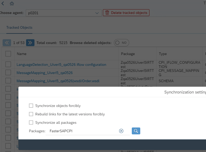Screenshot: Synchronize