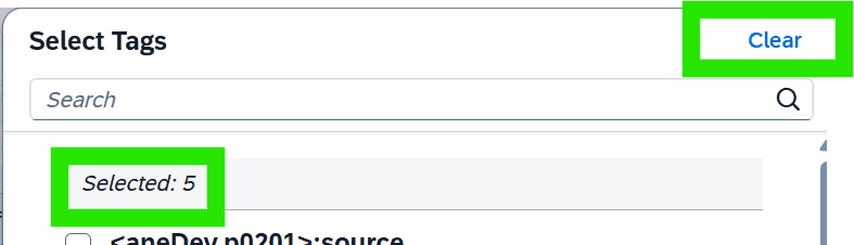 Screenshot showing selected tags in SAP integration development interface.