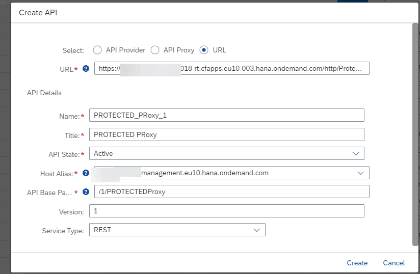 Creating an API proxy in API Management with the Cloud Integration endpoint as the target URL