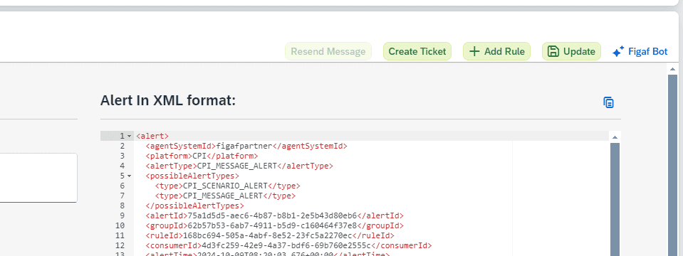 iFlow error in Figaf with the Figaf Bot button to start AI help for the error