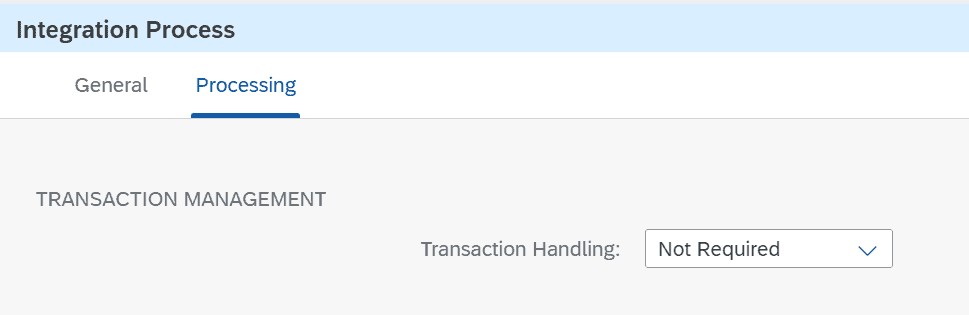 The integration process setting Transaction Handling set to Not Required