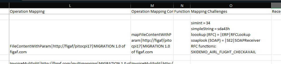Screenshot: Parameters in mappings