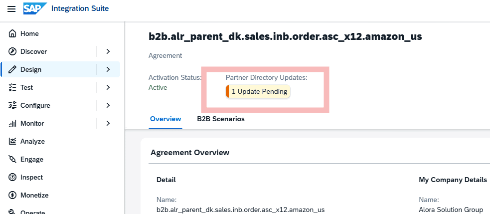 Screenshot of SAP CPI migration dashboard with pending partner directory update.
