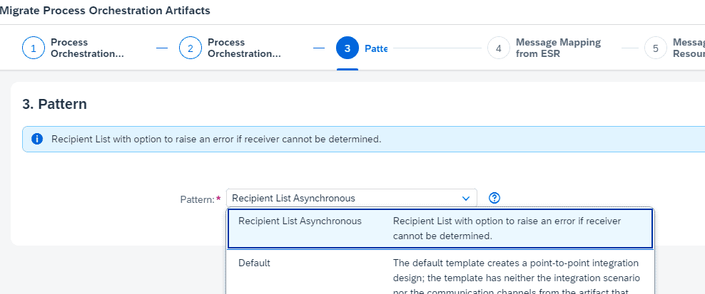 Pattern step with Recipient List Asynchronous selected, with an option to raise an error if no receiver is found