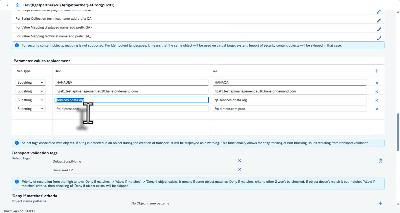 Screenshot: Landscape configuration: approvals, naming, renaming rules, prefixes, governance rules and webhooks