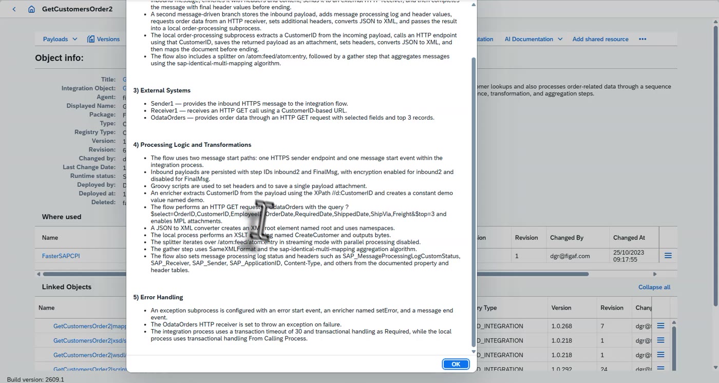 Screenshot: Scenario documentation and AI generated scenario documentation